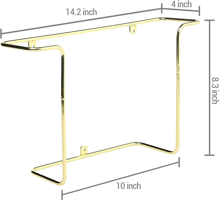 Brass Plated Metal Wire Wall Mounted Vinyl LP Record Storage Holder, Album Display Rack, Set of 2