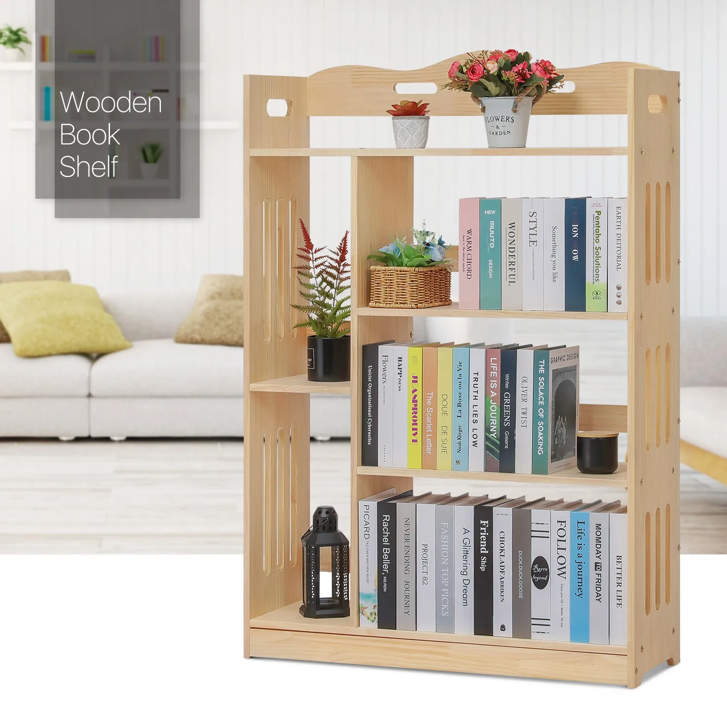 Wooden Display Storage Organizer - 4 Tier - 33" - Natural